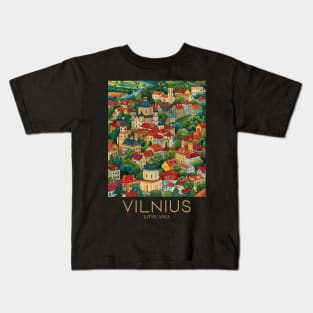 A Pop Art Travel Print of Vilnius - Lithuania Kids T-Shirt